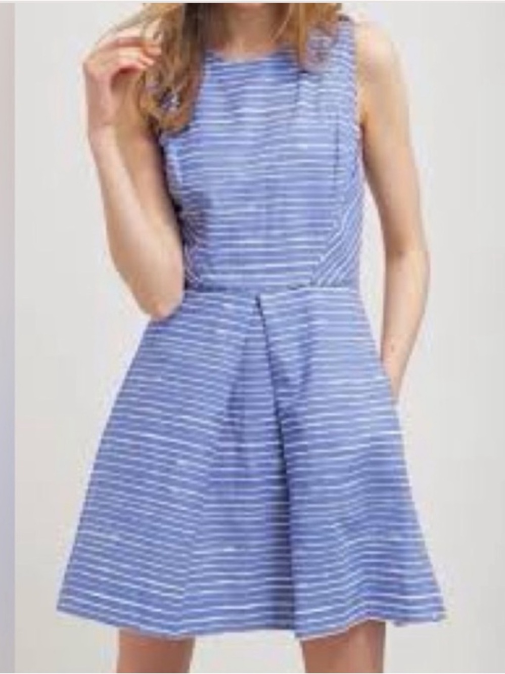 GAP Blue and White Striped Sleeveless Fit-and-Flare Dress